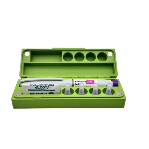 Pen Case Compatible with MounjaroÂ® & WegovyÂ® 0.25mg / 0.5mg Weight Loss GLP-1 Pens â€“ Hard Plastic Storage Box for Travel, Fridge or Home â€“ Holds Pen, Needle Tips & Swabs (Spring Leaf Green)